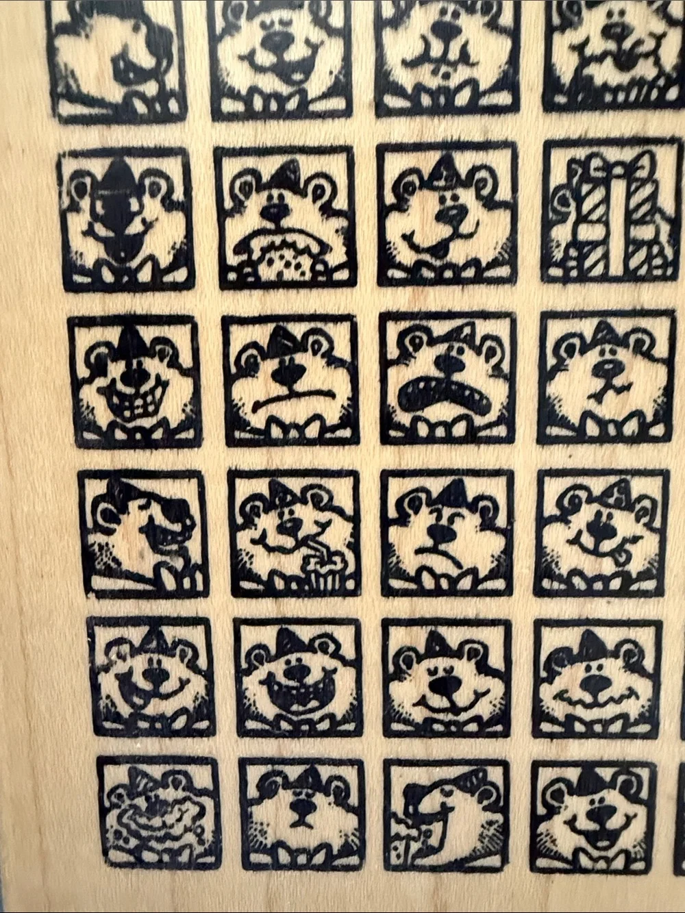 Giant Natural Wood Rubber Stamp  63 Emotions Feelings Mood Chart